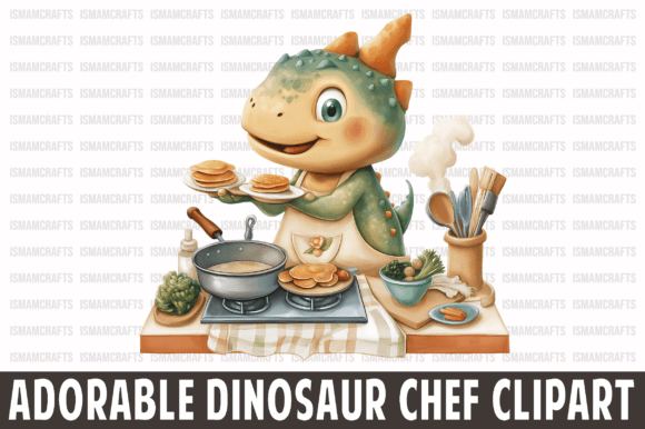 Download Adorable Dinosaur Chef Clipart PNG - Chef clipart Collection