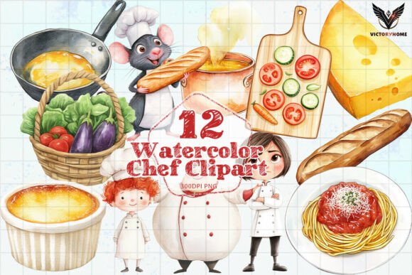 Download Cute Watercolor Chef Clipart PNG - Chef clipart Collection